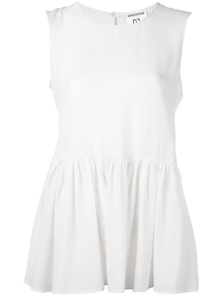 Semicouture - Peplum Blouse - Women - Silk - 44, White, Silk