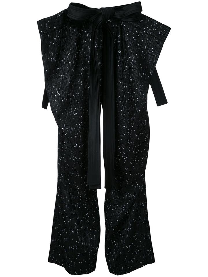 Juan Hernandez Daels - Oversized Trousers - Women - Linen/flax/silk Satin - S, Black, Linen/flax/silk Satin