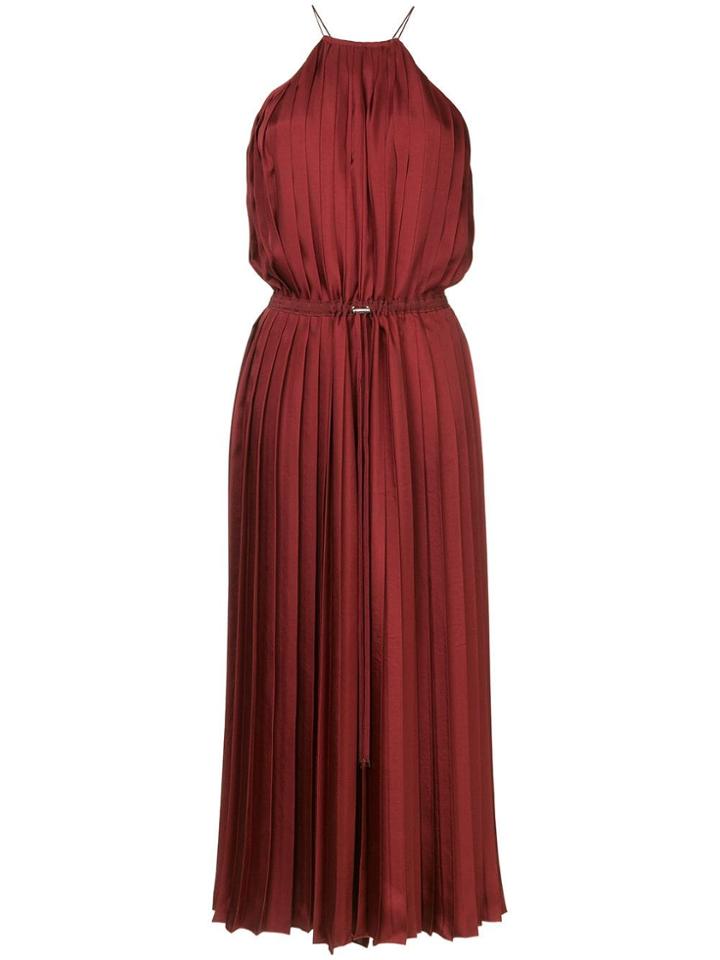 Tibi Mendini Twill Pleated Dress - Red