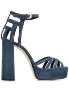 Lanvin Strappy Block Heel Sandals - Blue