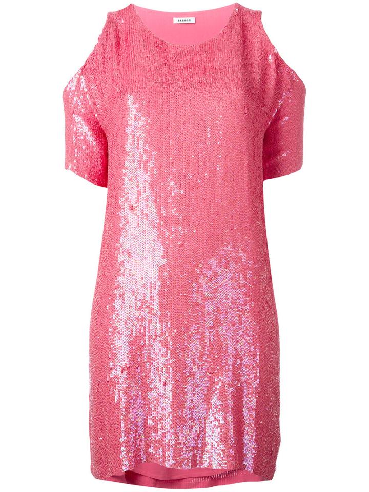 P.a.r.o.s.h. Cold Shoulder Sequin Dress, Women's, Pink/purple, Pvc/viscose