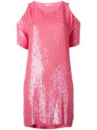 P.a.r.o.s.h. Cold Shoulder Sequin Dress, Women's, Pink/purple, Pvc/viscose
