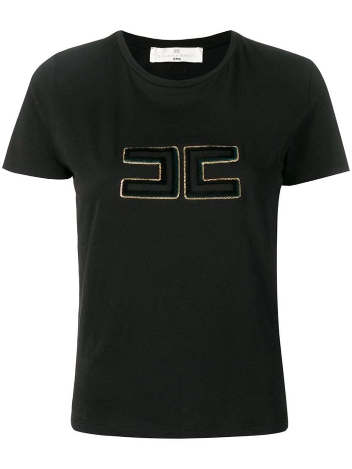 Elisabetta Franchi Embroidered Logo T-shirt - Black