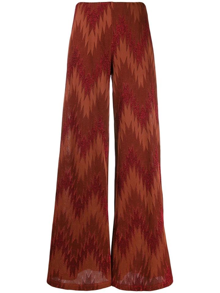 M Missoni Chevron-knit Trousers - Red