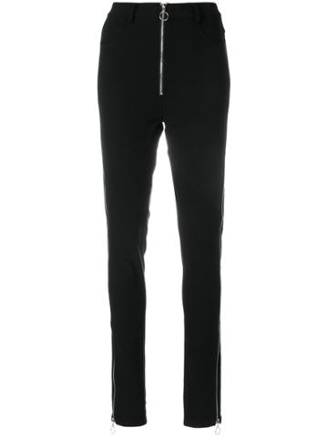 Danielle Guizio High Waisted Zip Trousers - Black