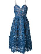 Self-portrait Flared Lace Midi Dress - Blue