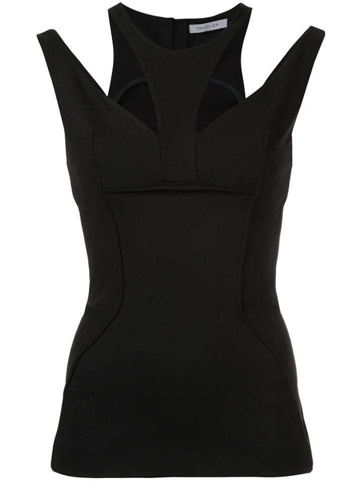 Mugler Cut-out Sleeveless Top - Black