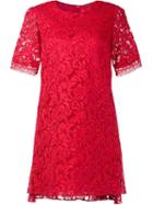 Adam Lippes Back Pleat Short Sleeve Dress, Women's, Size: 8, Red, Cotton