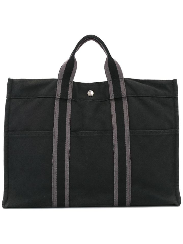 Hermès Vintage Canvas Rectangular Tote - Black