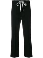 Miu Miu Logo Stripe Cropped Track Pants - Black