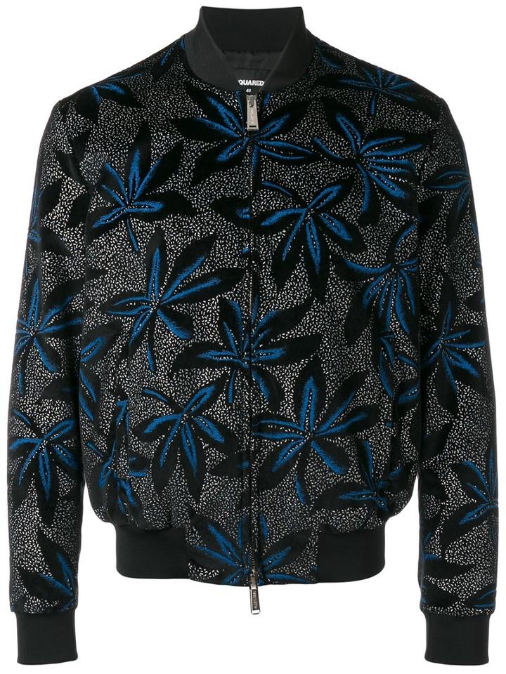 Dsquared2 Floral Bomber Jacket, Men's, Size: 48, Black, Cotton/viscose