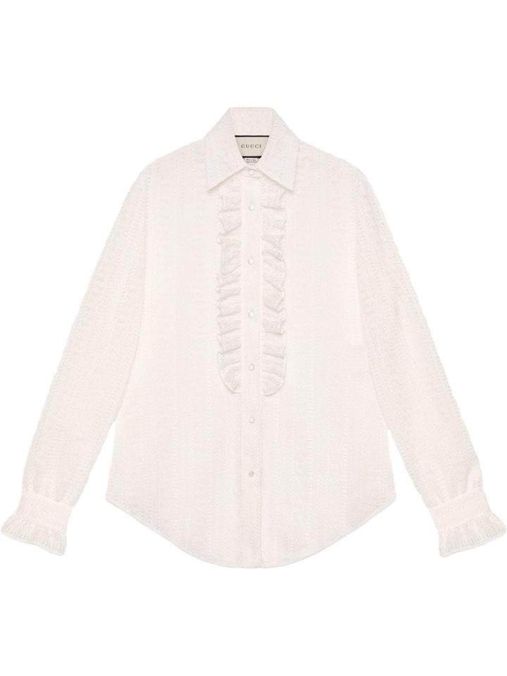 Gucci Lace Shirt With Ruffles - White
