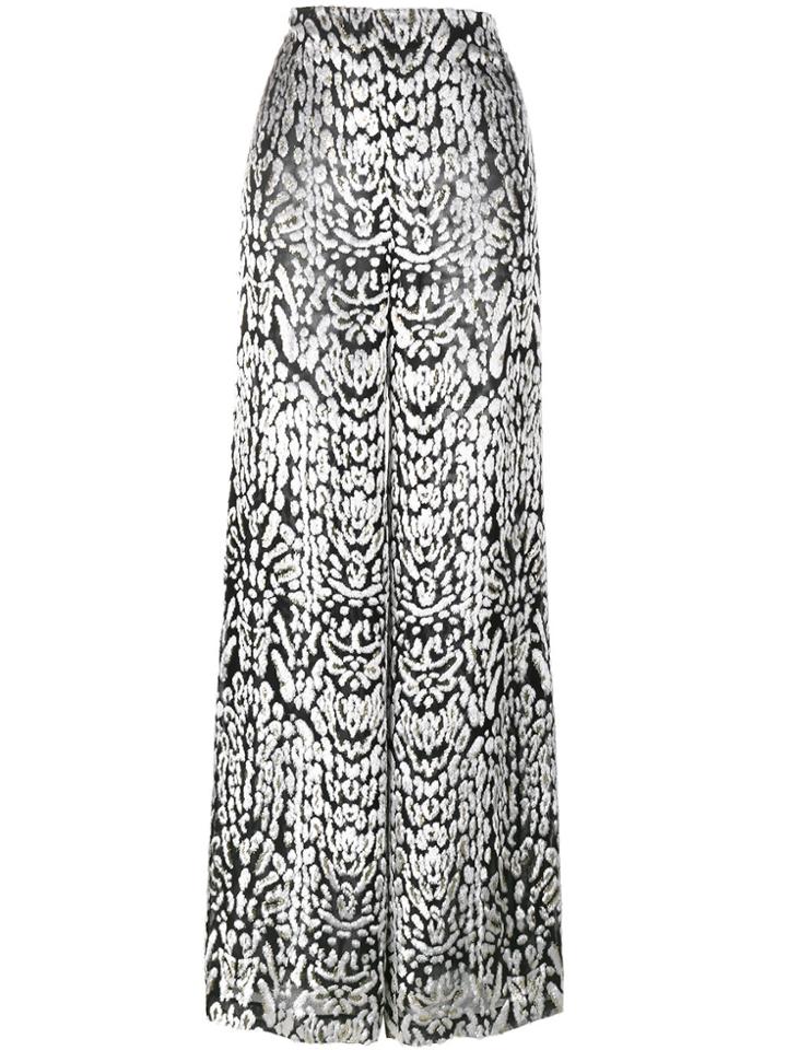 Adam Lippes Ocelot Velvet Palazzo Trousers - Black