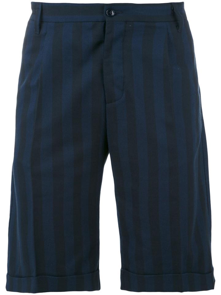 Mp Massimo Piombo - Wide Stripe Shorts - Men - Cotton - 52, Blue, Cotton