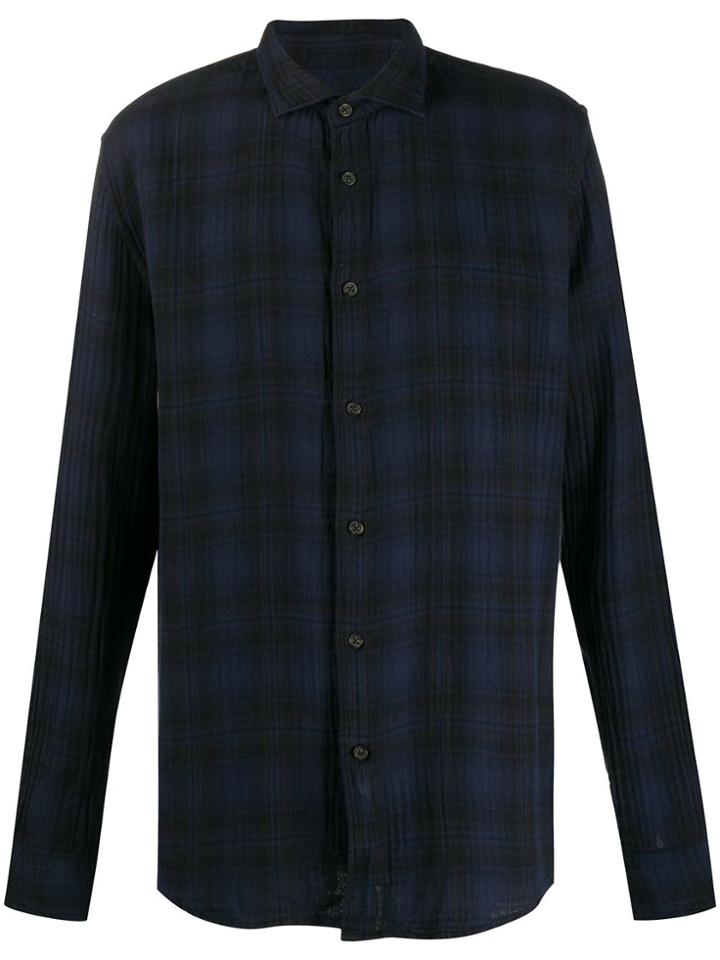Deperlu Long Sleeve Check Print Shirt - Blue