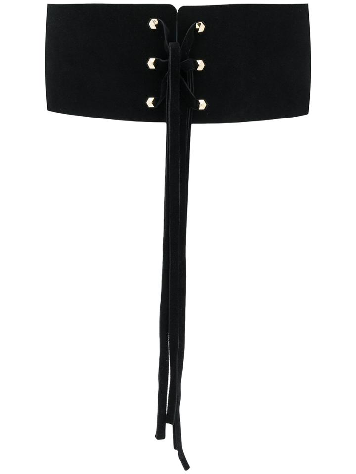 Twin-set Suede Lace-up Belt - Black