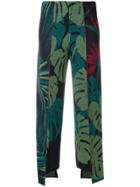 Circus Hotel Lurex Leaf Print Trousers - Green