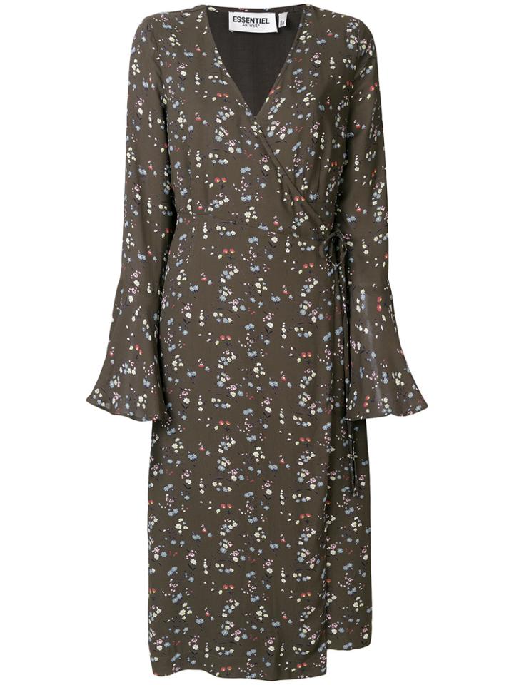 Essentiel Antwerp Floral Print Wrap Dress - Green