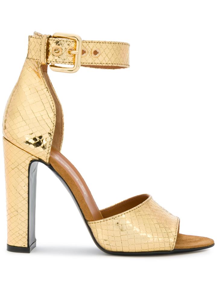 Via Roma 15 Snake Skin Effect Sandals - Metallic