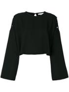 Iro Button-embellished Flared Blouse - Black