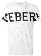 Iceberg Logo Print T-shirt, Men's, Size: Large, White, Cotton