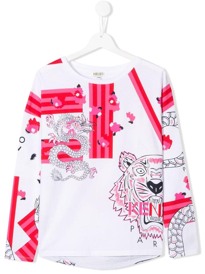 Kenzo Kids Teen Tiger Dragon Top - White