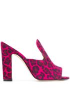 Paris Texas Leopard Print Mules - Pink