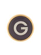 Givenchy Pre-owned Rhinestone G Logo Brooch - Black