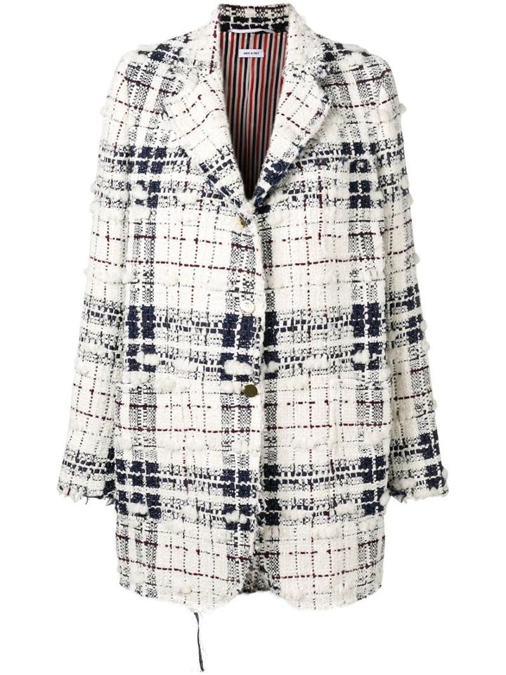 Thom Browne Oversized Tartan Sack Jacket - White