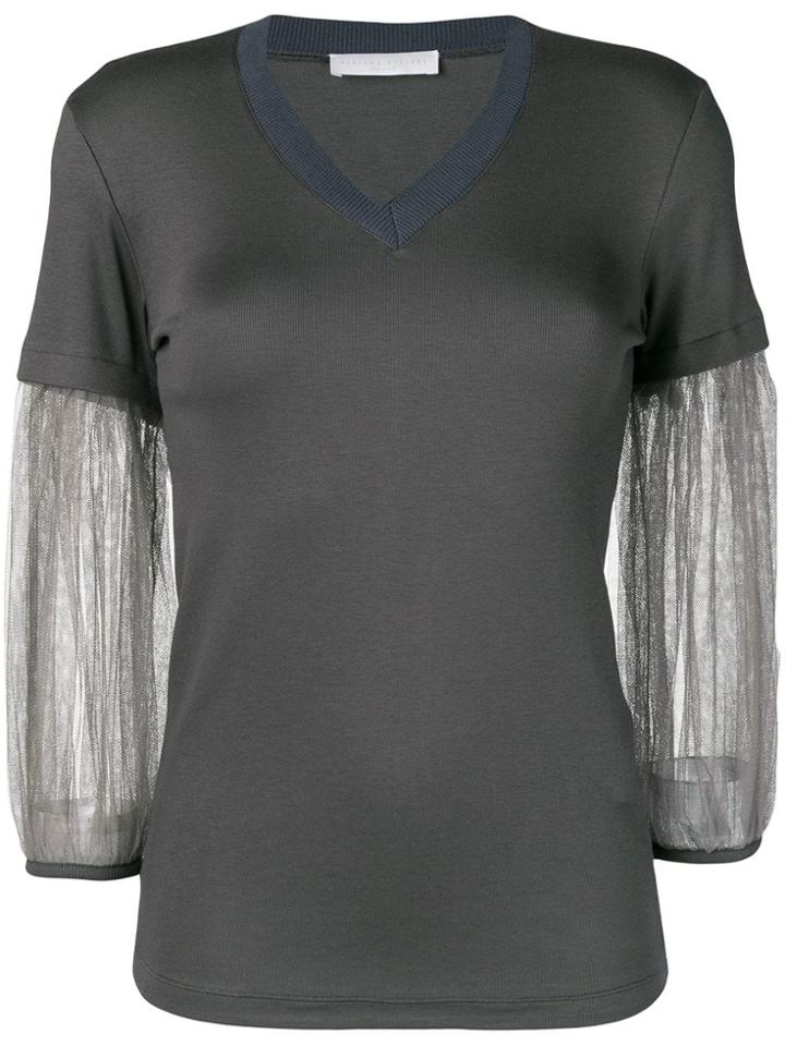Fabiana Filippi Tulle Sleeve Top - Grey