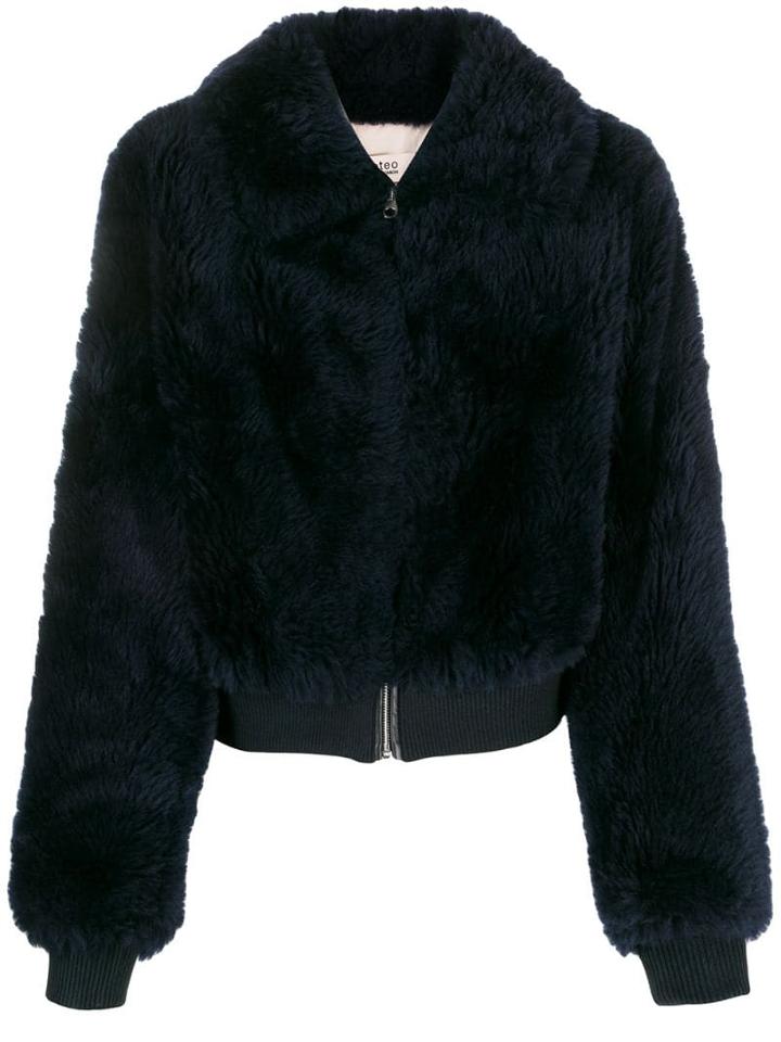 Yves Salomon Meteo Faux Fur Jacket - Blue