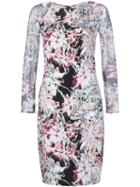 L'agence Floral Print Mesh Sleeve Dress