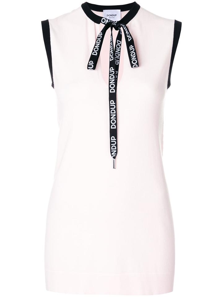 Dondup Sleeveless Branded Laces Top - Nude & Neutrals