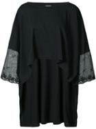 Ann Demeulemeester Lace Sleeve High Low T-shirt - Black