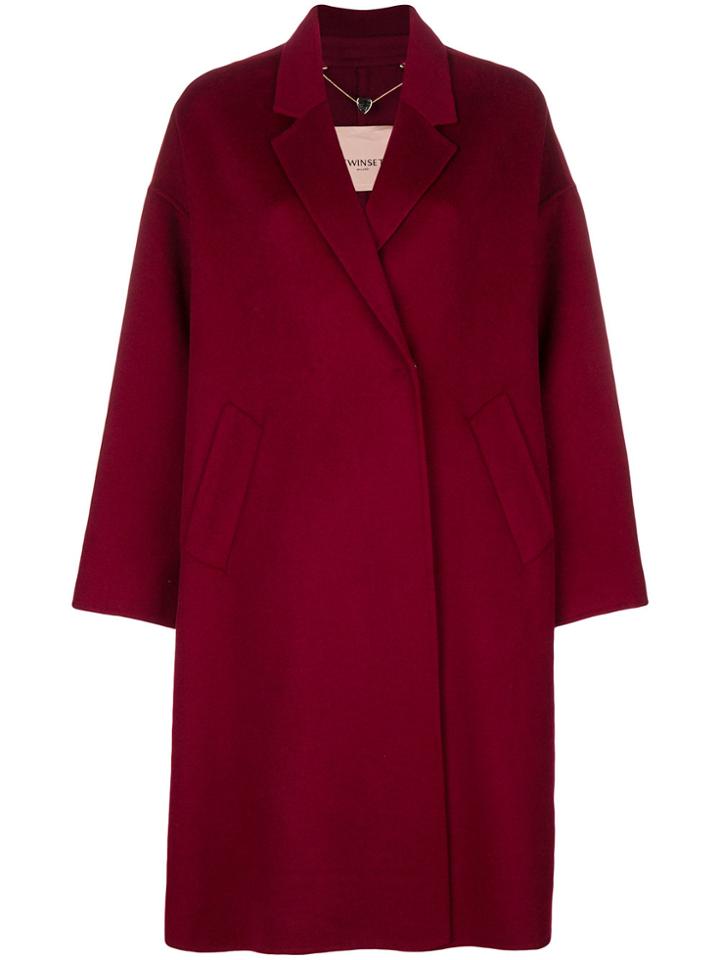 Twin-set Concealed Fastening Coat - Red