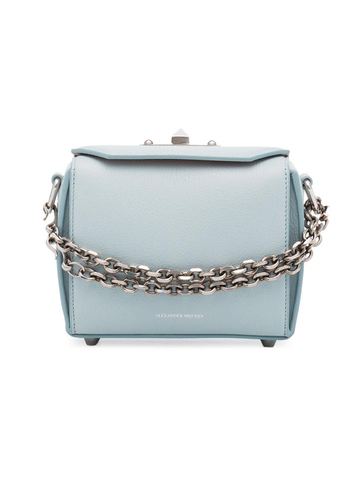 Alexander Mcqueen Blue Leather Box Bag