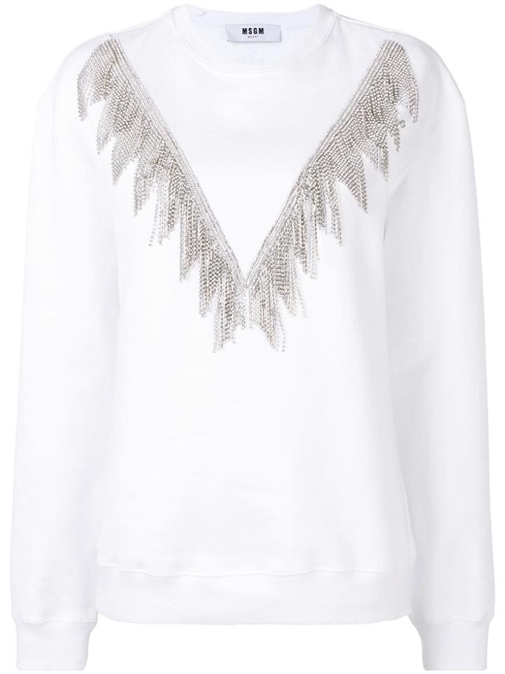 Msgm Chain Embellished Jumper - White