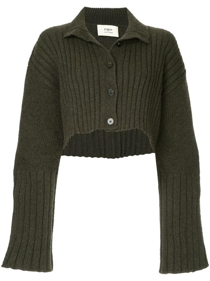 Ports 1961 Ribbed Cropped Cardigan - Green
