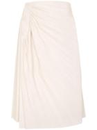 Low Classic Pleated Faux Leather Midi Skirt - White