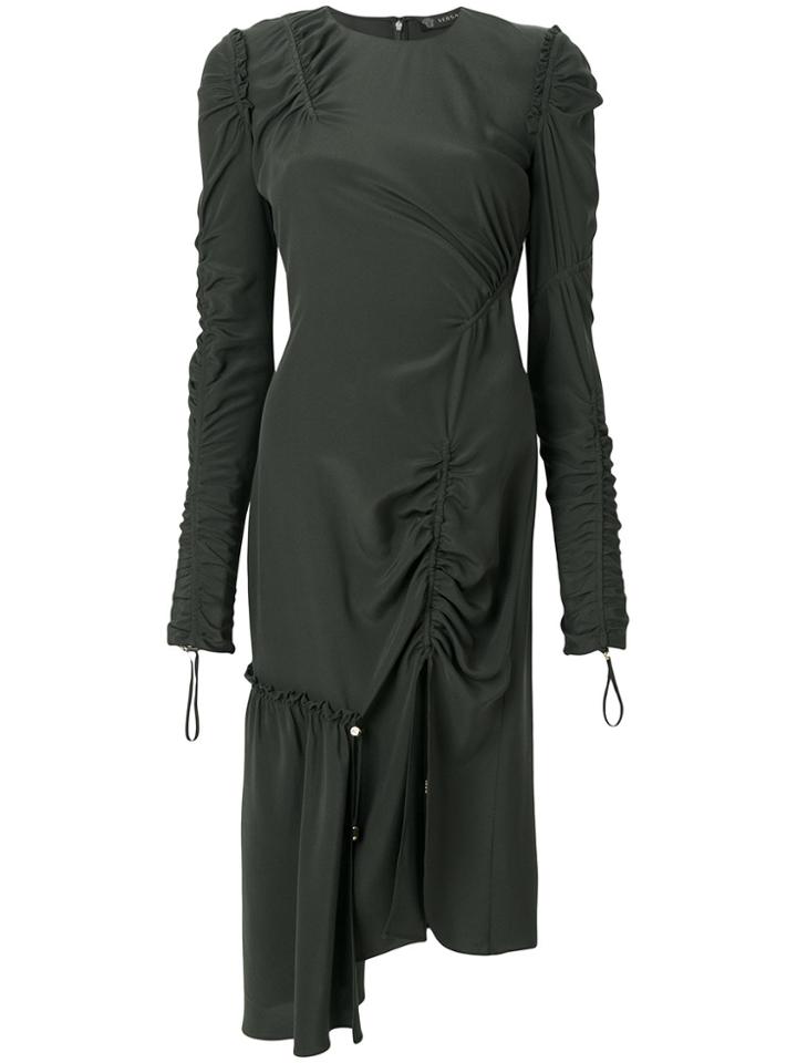 Versace Ruched Drawstring Dress - Green