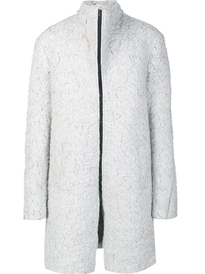 Lost & Found Ria Dunn Funnel Neck Coat, Men's, Size: Large, White, Mohair/virgin Wool