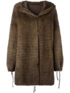 Liska Cashmere Hooded Coat, Women's, Size: 2, Brown, Mink Fur/cashmere