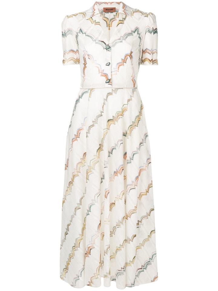 Missoni Embroidered Flared Midi Dress - Neutrals