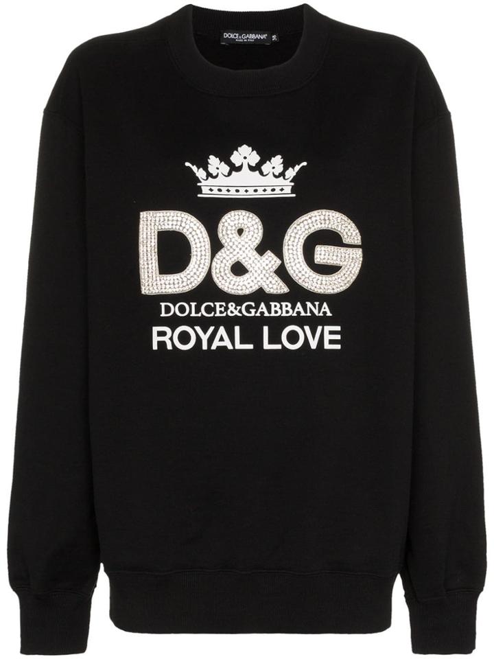 Dolce & Gabbana Crystal Embellished Logo Print Jumper - Black