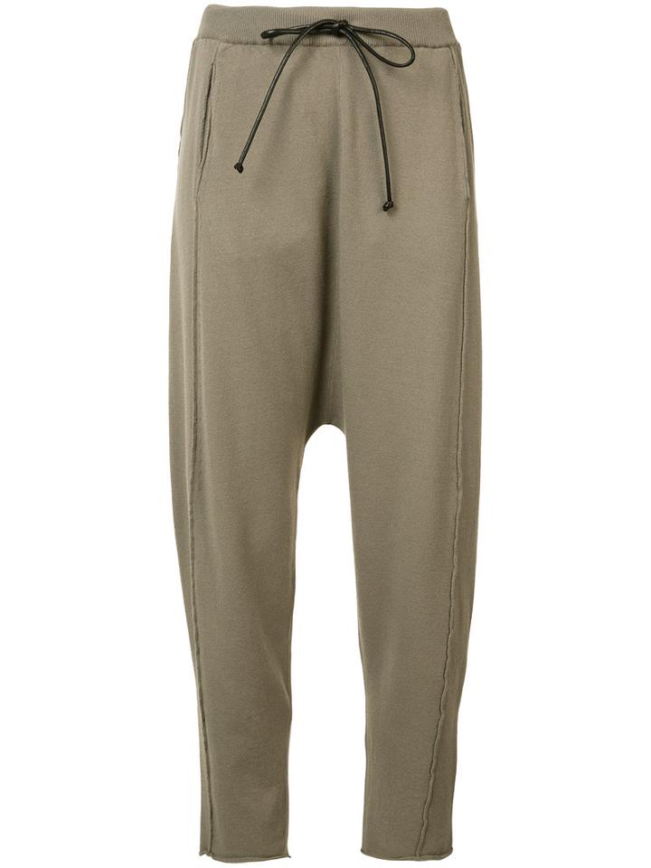 Isabel Benenato - Drop Crotch Track Pants - Women - Spandex/elastane/viscose - 40, Brown, Spandex/elastane/viscose