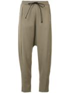 Isabel Benenato - Drop Crotch Track Pants - Women - Spandex/elastane/viscose - 40, Brown, Spandex/elastane/viscose