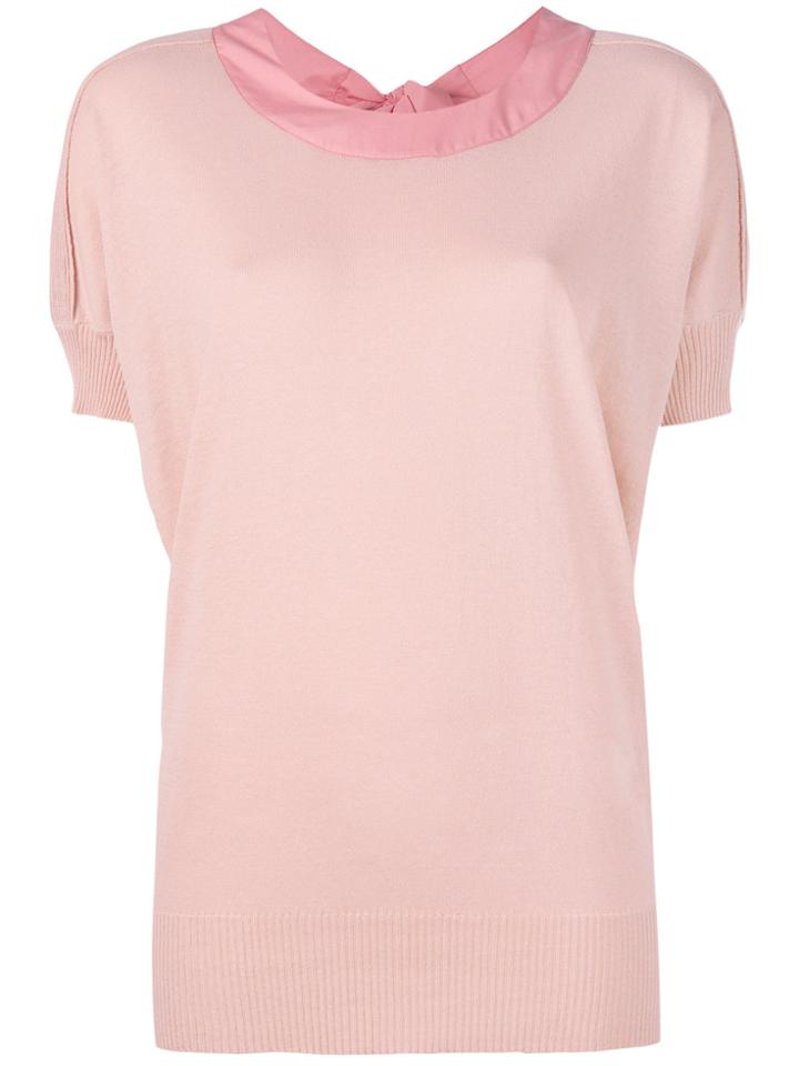 Agnona Crew Neck Knit T-shirt - Pink & Purple