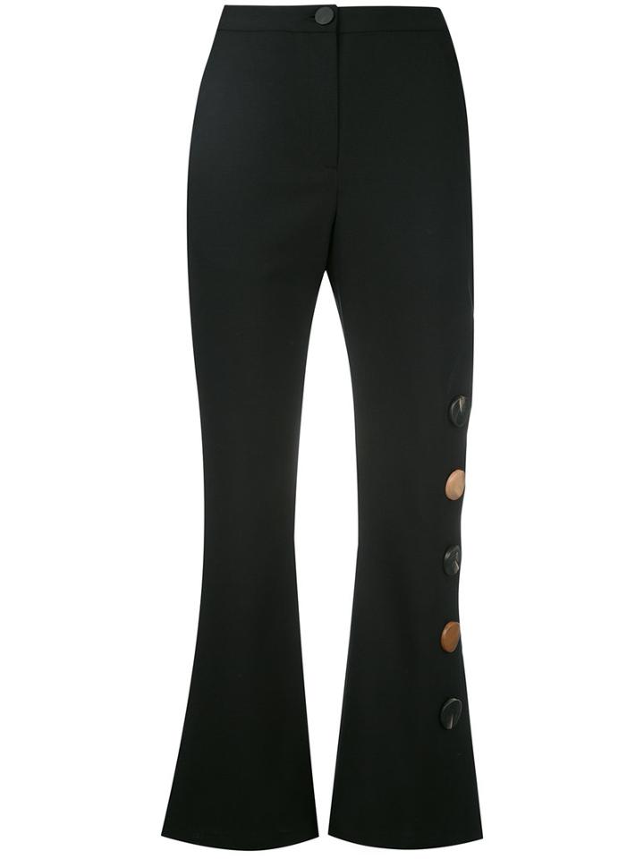 Eudon Choi - Cut-out Detail Cropped Trousers - Women - Virgin Wool - 8, Black, Virgin Wool