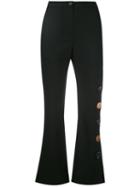 Eudon Choi - Cut-out Detail Cropped Trousers - Women - Virgin Wool - 8, Black, Virgin Wool
