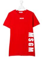 Msgm Kids Teen Typography Logo Print T-shirt - Red